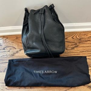 Times Arrow Leather Backpack Purse - Black